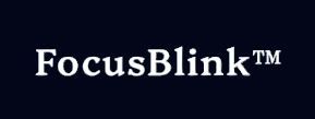 FocusBlink logo on a dark blue background